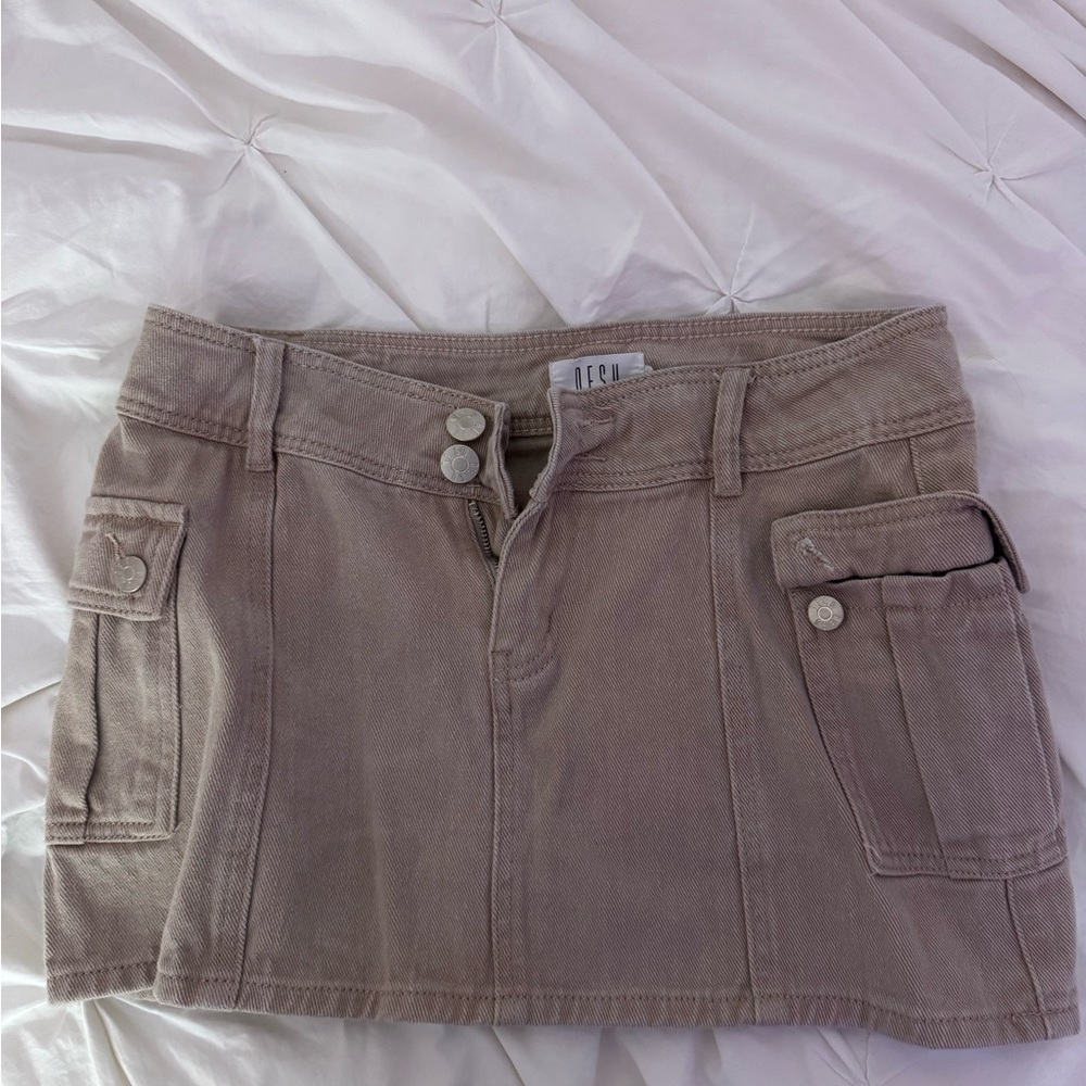 Stylish Beige Mini Skirt by Free People